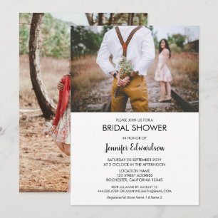 Invitation Fête des mariées photo rustique moderne et élégant