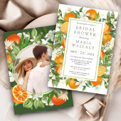 Invitation Fête des mariées photo rustique Tangerine Citrus O