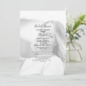 Invitation Fête des mariées photo simple en noir et blanc (Debout devant)