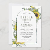 Invitation Fête des mariées photo Sunflower Eucalyptus Arch (Devant)