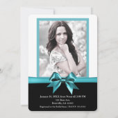 Invitation Fête des mariées photo turquoise Turquoise Bow (Dos)