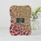 Invitation Fête des mariées Pink Gold Leopard Poster de anima (Debout devant)