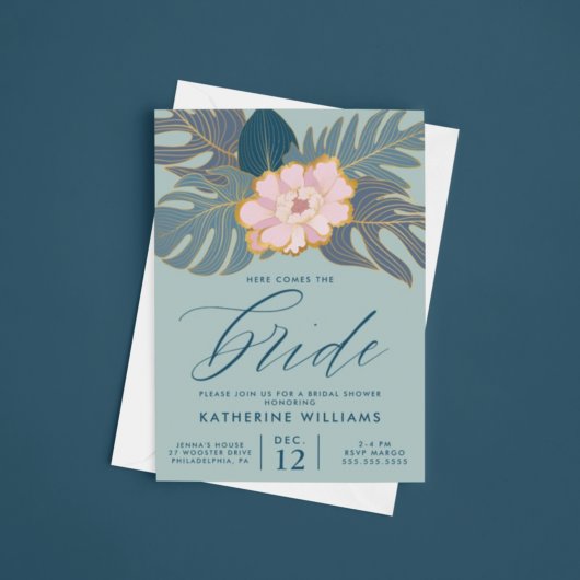 Invitation FÊTE DES MARIÉES | Pink Tropical Lily Floral
