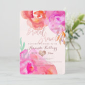 Invitation Fête des mariées PixDezines/Floral/Aquarelle/Rose (Debout devant)