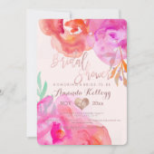 Invitation Fête des mariées PixDezines/Floral/Aquarelle/Rose (Devant)