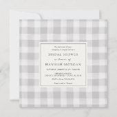 Invitation Fête des mariées Plaid Buffalo Gris (Devant)