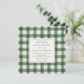Invitation Fête des mariées Plaid Buffalo vert et blanc (Debout devant)