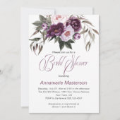 Invitation Fête des mariées Plum Pink Peonies (Devant)