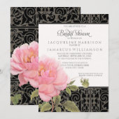 Invitation Fête des mariées Plutôt Flower Peony Fer Fence Art (Devant / Derrière)