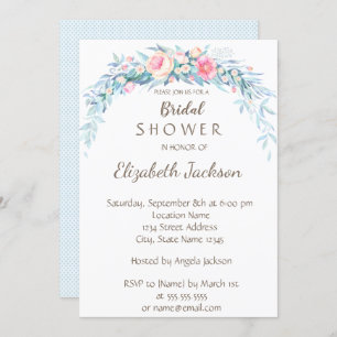 Invitation Fête des mariées Pois des fleurs d'aquarelle