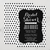 Invitation Fête des mariées Pois moderne en noir et blanc (Devant / Derrière)