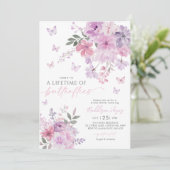 Invitation Fête des mariées pourpre de la vie des papillons (Debout devant)