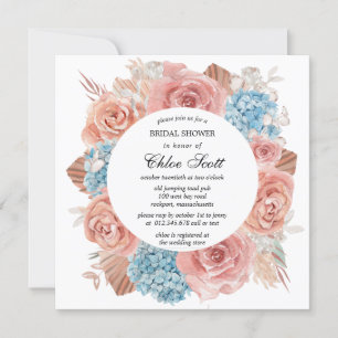 Invitation Fête des mariées Premium Rose Blue Hydrangea