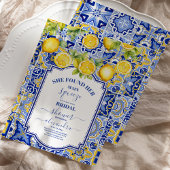 Invitation Fête des mariées principale au citron méditerranée