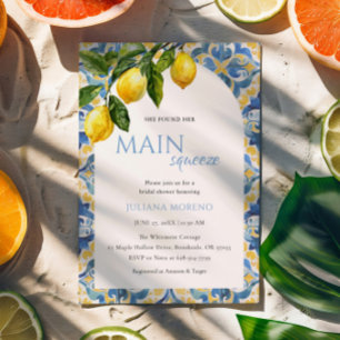 Invitation Fête des mariées principale au citron méditerranée