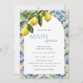 Invitation Fête des mariées principale au citron méditerranée (Devant)