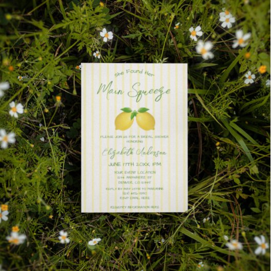 Invitation Fête des mariées principale de citron de taille