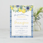 Invitation Fête des mariées principale de citron méditerranée (Debout devant)