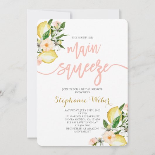 Invitation Fête des mariées principale de citrons de taille (Devant)