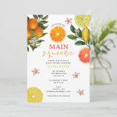 Invitation Fête des mariées principale de taille rose Citrus (Debout devant)