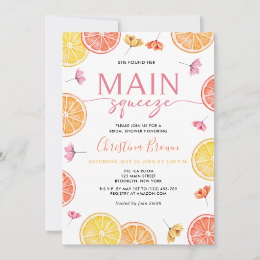 Invitation Fête des mariées principale des agrumes (Devant)