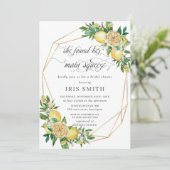 Invitation Fête des mariées principale géométrique citron flo (Debout devant)