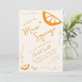 Invitation Fête des mariées principale orange à la main tirée (Debout devant)