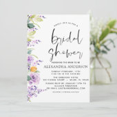 Invitation Fête des mariées Purple Floral Verdure (Debout devant)
