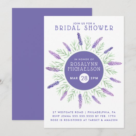 Invitation FÊTE DES MARIÉES | Purple Pastel Lavender (Devant / Derrière)