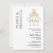 Invitation Fête des mariées QR Code Pearls et Prosecco (Devant)