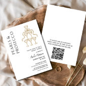 Invitation Fête des mariées QR Code Pearls et Prosecco