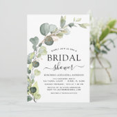 Invitation Fête des mariées QR Code photo Eucalyptus (Debout devant)