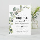 Invitation Fête des mariées QR Code Photo Eucalyptus Vert (Debout devant)