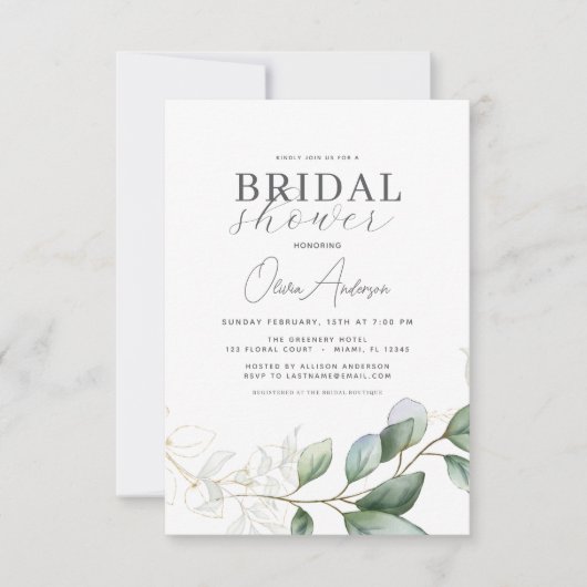 Invitation Fête des mariées QR Code Vert Eucalyptus (Devant)