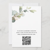 Invitation Fête des mariées QR Code Vert Eucalyptus (Dos)