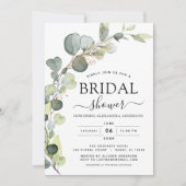 Invitation Fête des mariées QR Code Vert Eucalyptus (Devant)