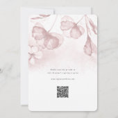 Invitation Fête des mariées QR couleur Aquarelle rose pâle (Dos)