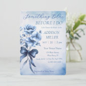 Invitation Fête des mariées "Quelque chose de bleu avant de f (Debout devant)