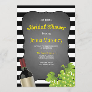 Invitation Fête des mariées Raisins de vin noir et blanc