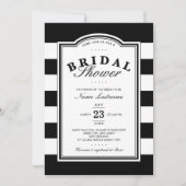 Invitation Fête des mariées rayé noir blanc classi (Devant)