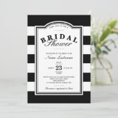 Invitation Fête des mariées rayé noir blanc classi (Debout devant)
