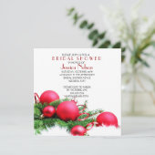 Invitation Fête des mariées Red Christmas Balls (Debout devant)