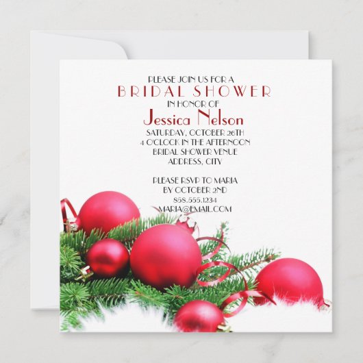 Invitation Fête des mariées Red Christmas Balls (Devant)