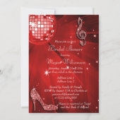Invitation Fête des mariées Red Disco Ball and Sparkle Heels (Dos)