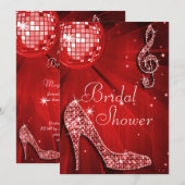 Invitation Fête des mariées Red Disco Ball and Sparkle Heels (Devant / Derrière)