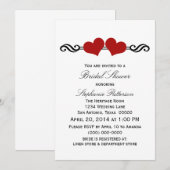 Invitation Fête des mariées Red Elegant Hearts (Devant / Derrière)