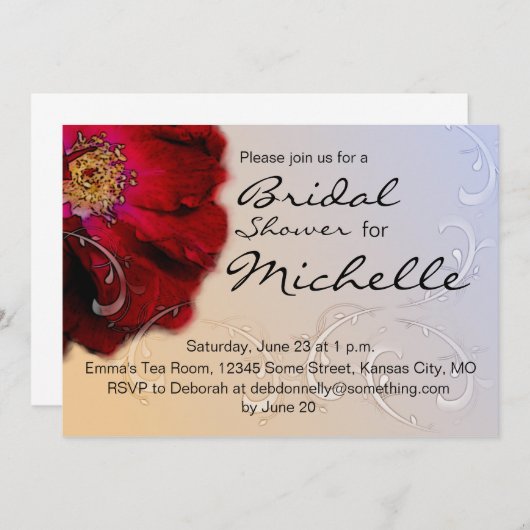 Invitation Fête des mariées Red Rose (Devant / Derrière)