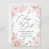 Invitation Fête des mariées Reportée Date Elegant Blush Roses (Devant)