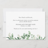 Invitation Fête des mariées reportée Modifier la date Eucalyp (Dos)