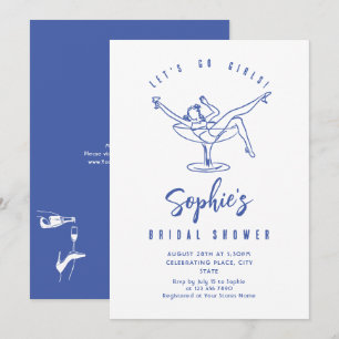 Invitation Fête des mariées rétro à griffes à main funky